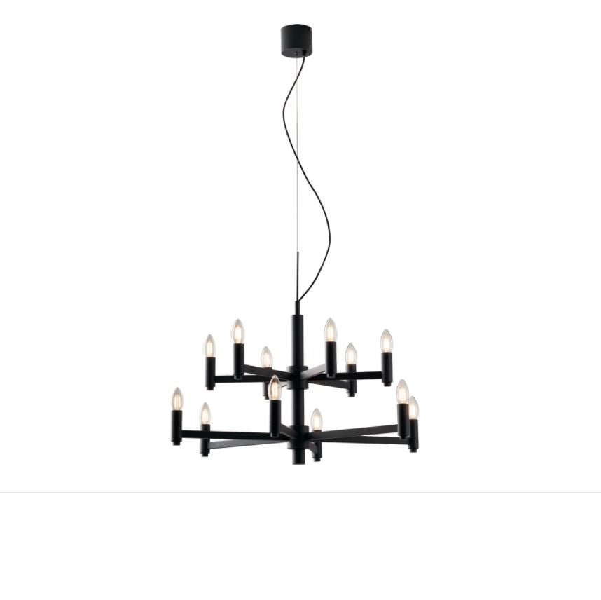 Sospensione 12 luci struttura metallo grigio ardesia satinato 12XE14 non incl. KAROL Sospensione 12 luci struttura metallo grigio ardesia satinato 12XE14 non incl. KAROL